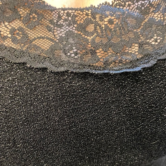 Express Size S, black spaghetti strap sparkly tank top w/ sheer lace trim! - Picture 8 of 8